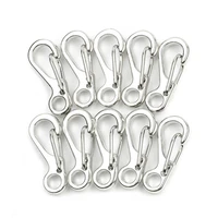 10pcsset carabiner mini stainless steel key buckle snap spring clip hook metal crafts d rings easy to carry