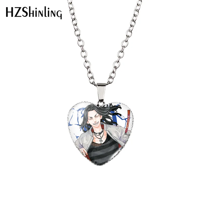

2021 New Tokyo Revengers Pendant Necklace Anime Glass Dome Handmade Jewelry Heart Pendants Gift Women