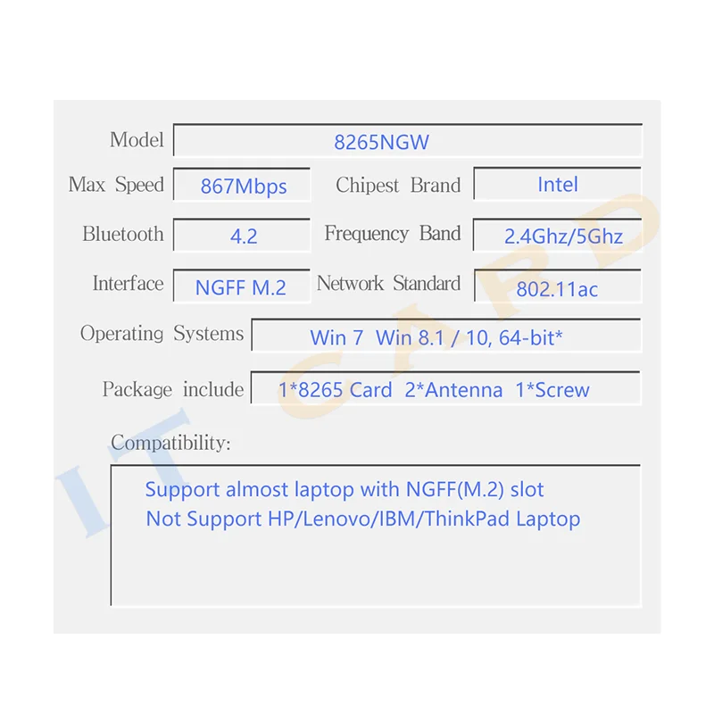 Двухдиапазонная 2 4 ГГц/5 ГГц для Intel Wireless-AC 8265 8265NGW 867 Мбит/с Wifi карта Bluetooth NGFF M.2 802.11ac