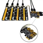 PCI-E-PCI-E адаптер 1 поворот 4 PCI-Express слот 1x до 16x 1x USB 3,0 карта расширения для майнинга биткоинов
