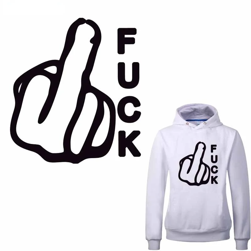 

Iron on Letters Patches for Clothing Applications DIY Fuck Heat Transfer Vinyl Applique Middle Finger Patch Stickers on Clothes