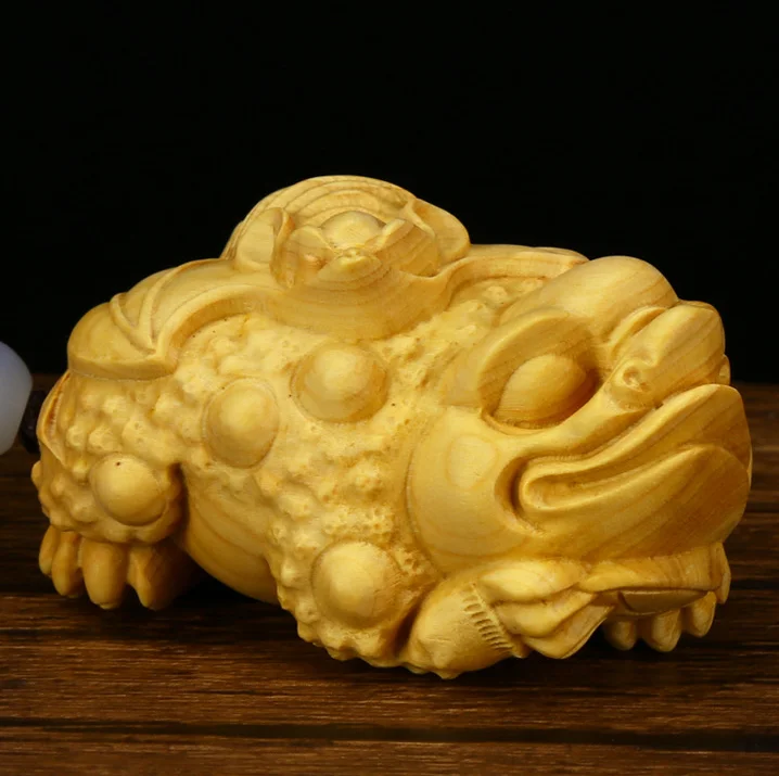 Китайская коробка-деревянная ручная резьба животное богатство ЗОЛОТОЙ жаба