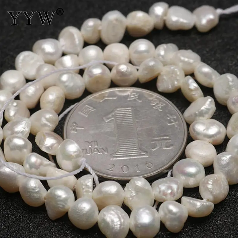 

6-7mm Irregular Cultured Baroque Freshwater Pearl Beads Natural For Diy Or Handmade Jewerly White Sold Per 13 Inch Strand