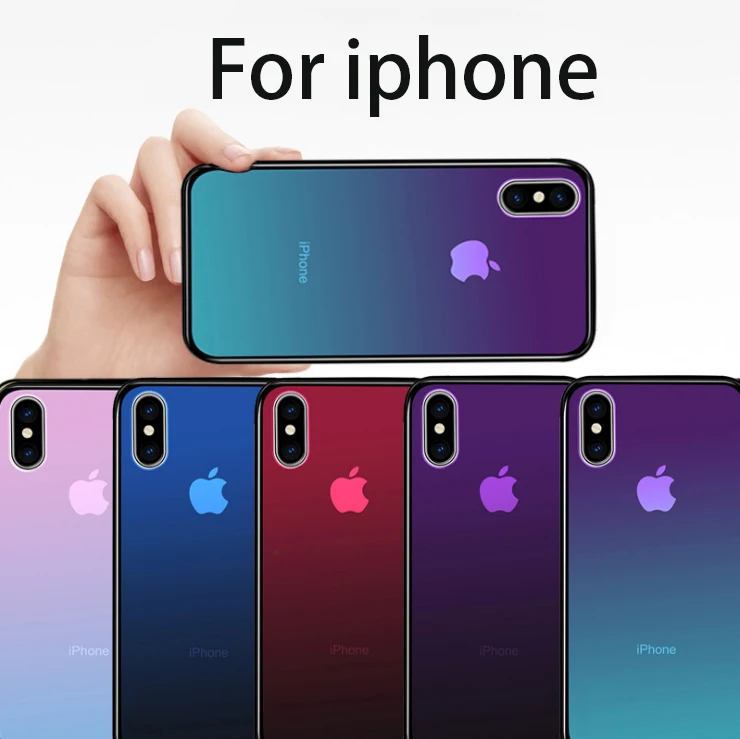 Градиентный чехол из закаленного стекла для iPhone XS Max XR X разноцветный телефона
