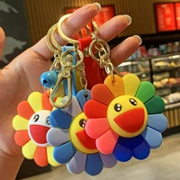 colorful sunflower happy keychain creative cute and practical schoolbag couple bag keyring pendant gifts for children