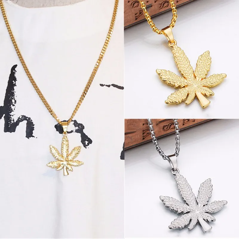 

1Pcs Maple Leaf Necklace Hemp Leaf Pendant Charm Chain Necklace for Men Women Fashion Hip Hop Jewelry Necklace Gift Jewelry