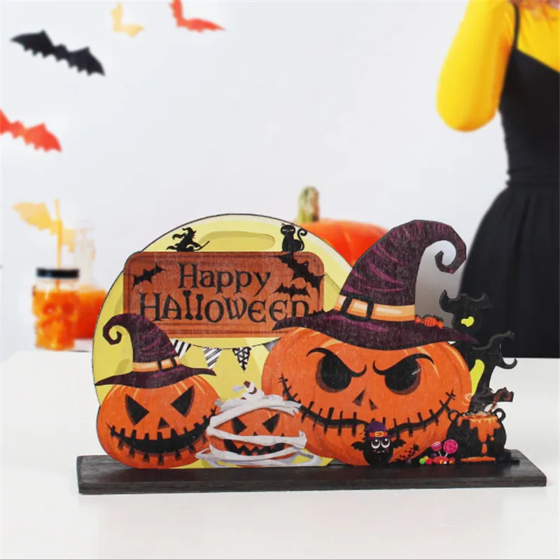 

2021 New Halloween Pumpkin Wooden Ornaments Bar Party Scene Layout Halloween Decorations for Home Halloween Party Decorations