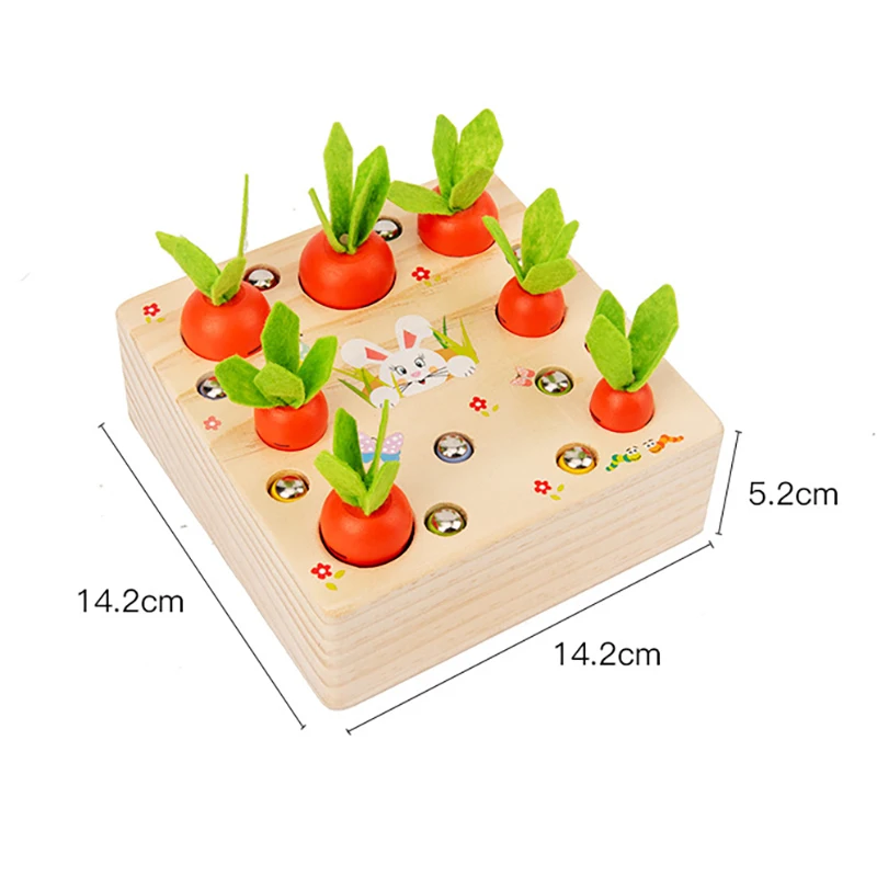 

Montessori Baby Fishing Toy Catch Worm Game Insert Pulling Carrot Game Wooden Montessori Educational Learning Fishing Board Game