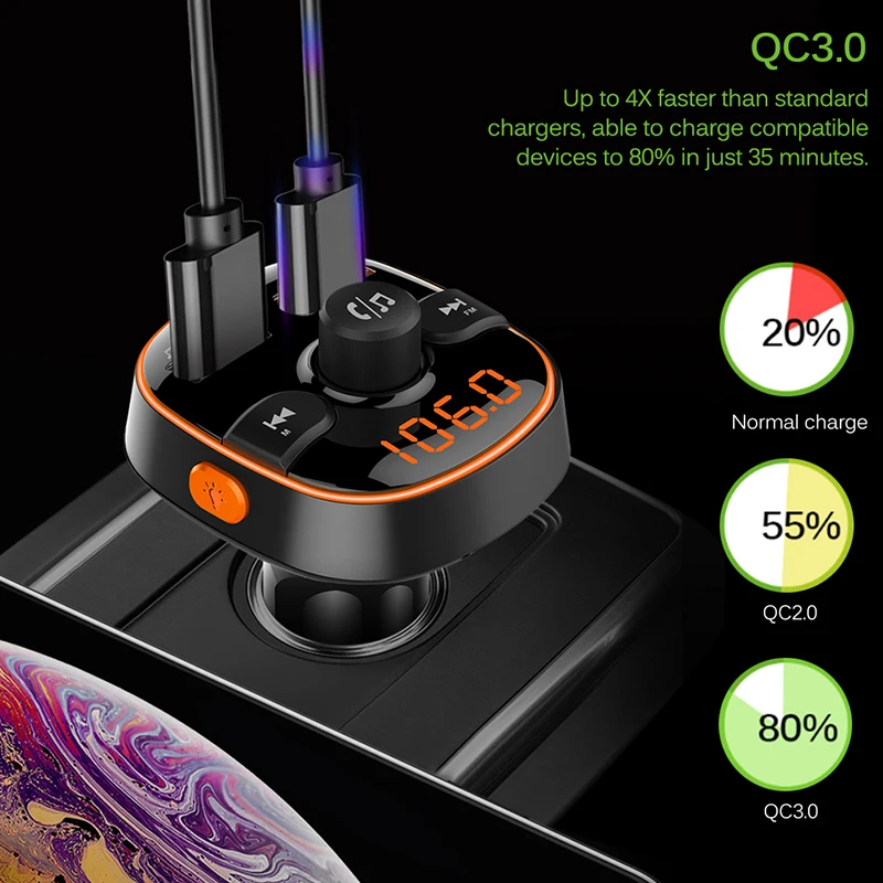 Беспроводной FM трансмиттер Onever с Bluetooth 5 0 Автомобильный MP3 плеер комплект