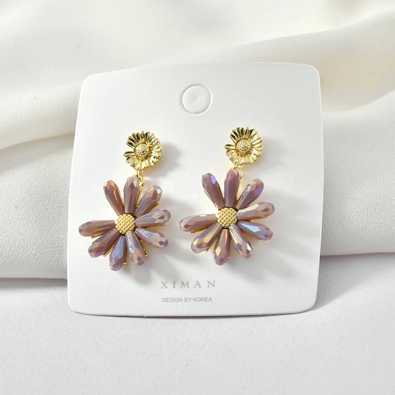 Высокая текстура ромашка кристалл цветок кулон тайянхуа Серебряные Иглы уха