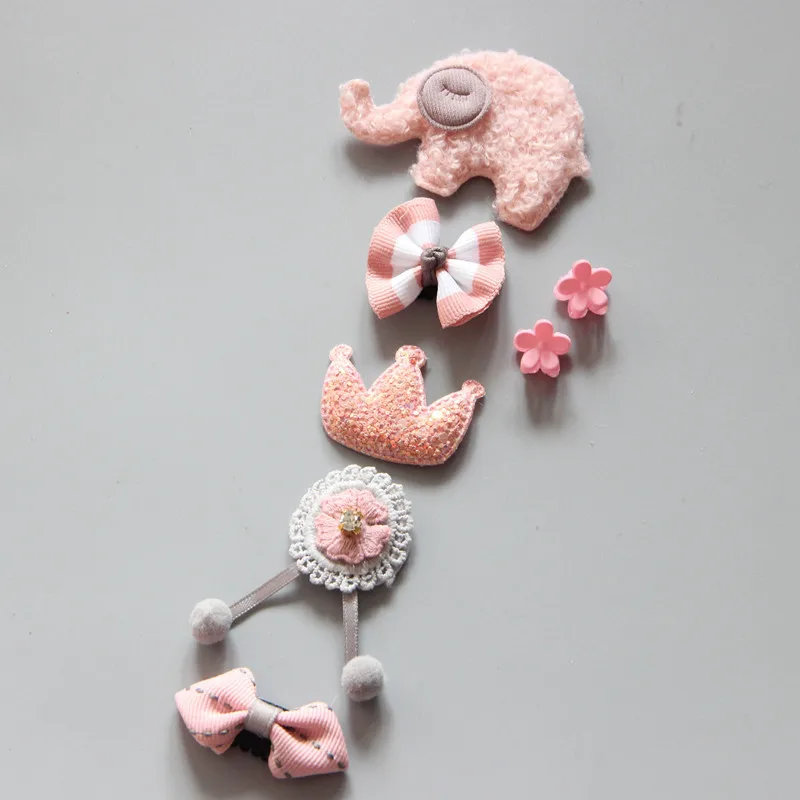 

5Pcs/Set Baby Girl Hair Clips Hair Bows Accessories Kids Hair Clip Cartoon Pink Flowers Hair Clip Baby Hair Accessories