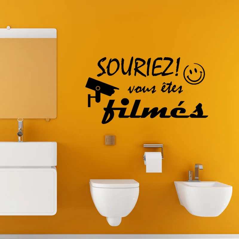 

Stickers Souriez Vous Êtes Filmés Washroom Wall Decal Restroom Home Decor WC House Decoration Bathroom Poster 29 cm x 53 cm