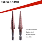 Кобальтовое ступенчатое сверло M35, 4-12 мм, высокоскоростные стальные сверла с прямым пазом и шестигранным хвостовиком, для сверлильных инструментов из нержавеющей стали