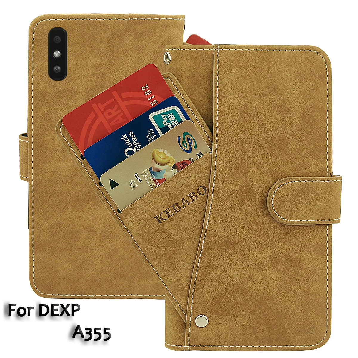 

Vintage Leather Wallet DEXP A355 Case 5.45" Flip Luxury Card Slots Cover Magnet Phone Protective Cases Bags