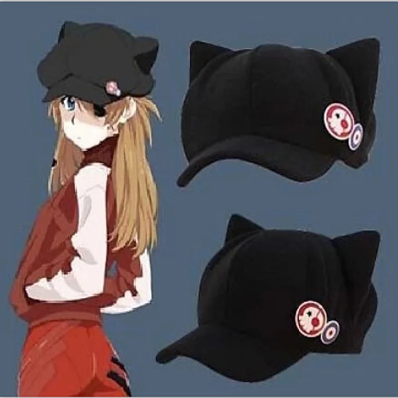 Новинка, аниме Neon Genesis Evangelion Ева АСУКА Langley Soryu, кошачьи ушки, флисовая шапка для косплея для женщин, шапка+ значки