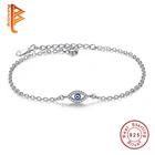 Роскошные 925 стерлингового серебра браслеты-шармы с фианитами стразами браслет Голубая Эмаль повезло глаз бисер браслет для женщин Турции ювелирные изделия