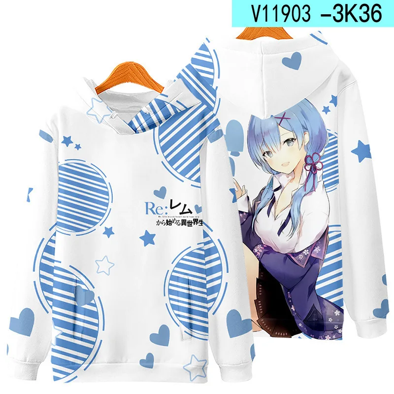 Толстовка для косплея Subaru Re:Zero Natsuki свитшот женщин и мужчин в стиле Харадзюку