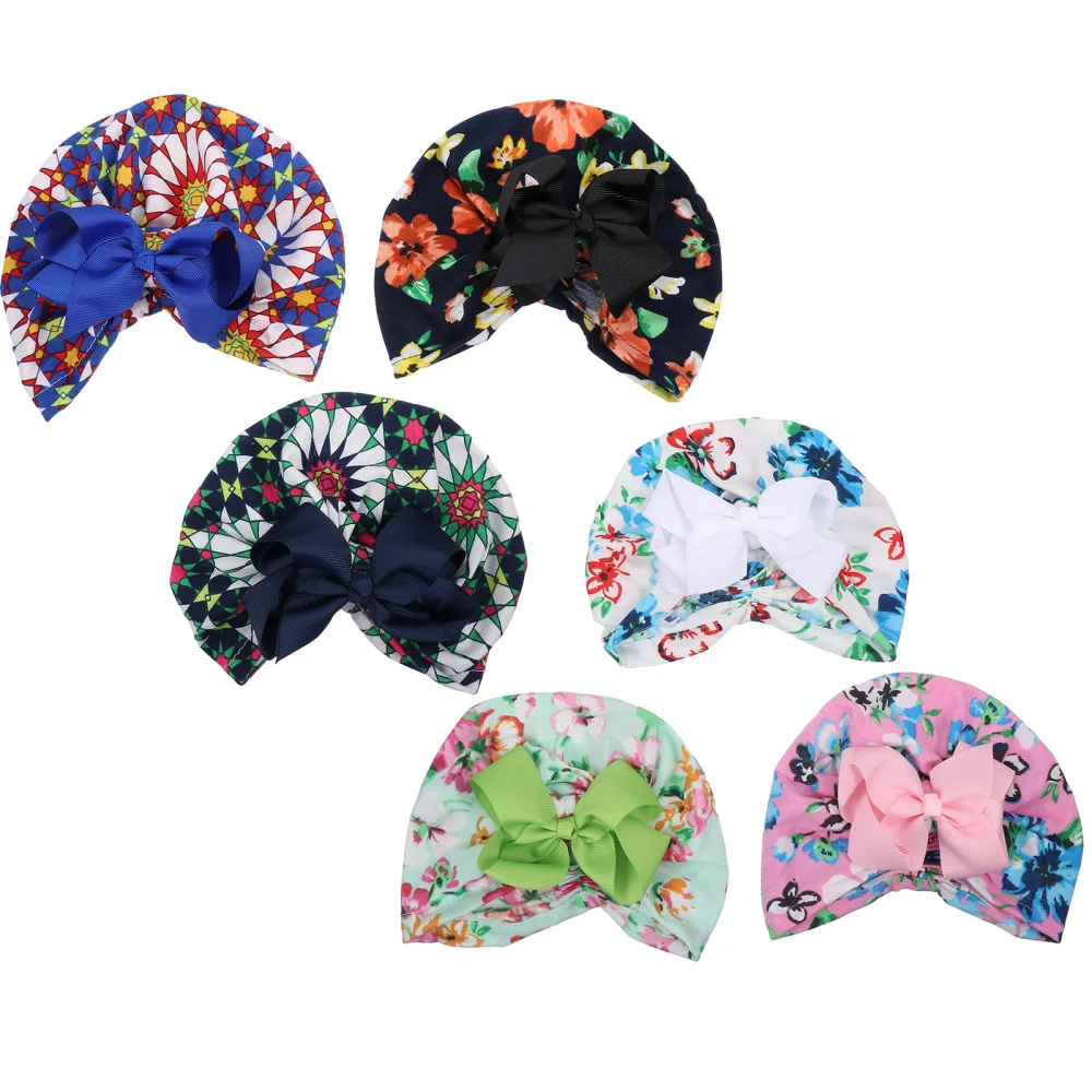 

6pcs Newborn Baby Head Wraps Baby Floral Hat Toddler Turbans