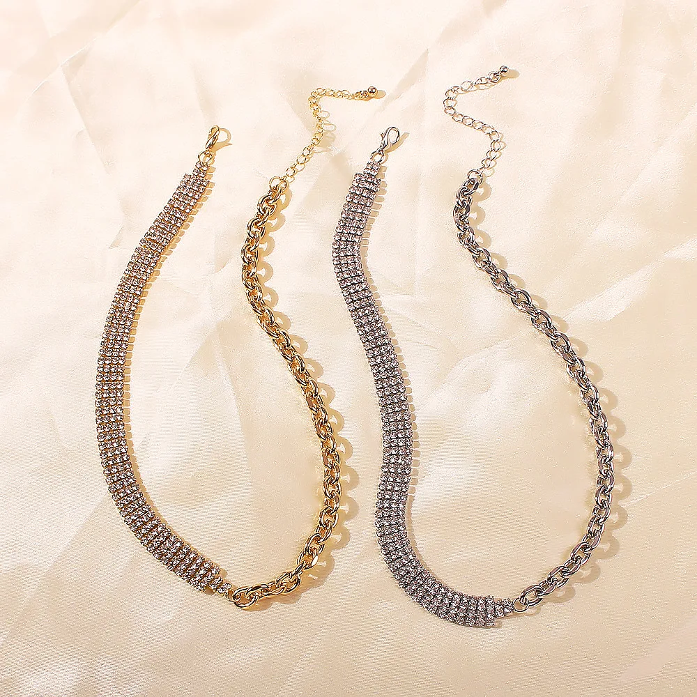 Роскошные хрустальные стразы ожерелье чокер для женщин золотой цвет кубинская