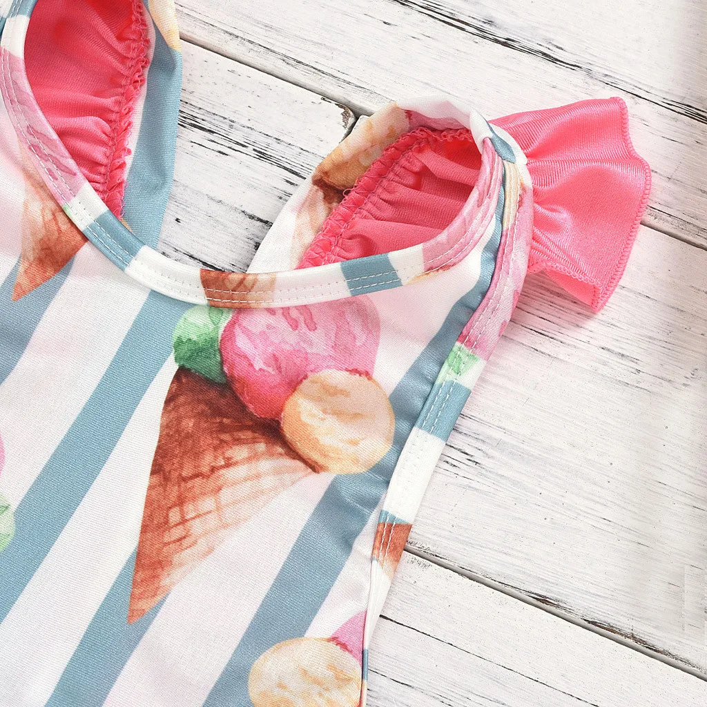 Baby Girl Swimwear Toddler Kids Girls Swimming Suits Ruffle Stripe Bikini Beach Summer Swimsuit Sweet Print | Детская одежда и