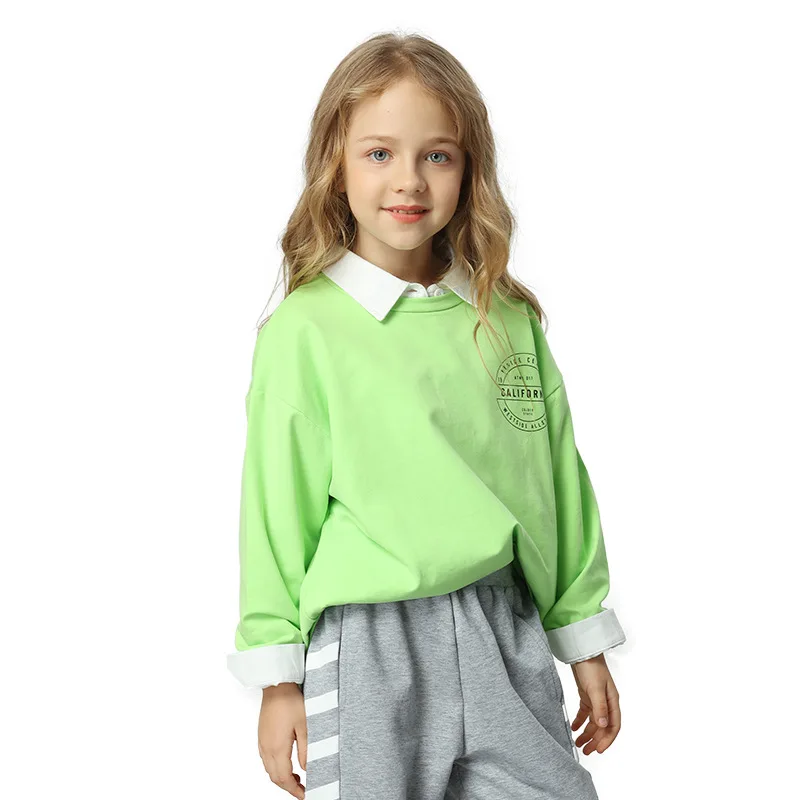 

New Girls' T-Shirt In Early Autumn 2020 European And American Cotton Round Neck Letter Printed Long Sleeve Pullover Top