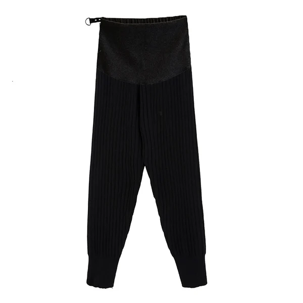 

329# Autumn Thick Knitted Maternity Pants High Waist Belly Casual Pants Clothes for Pregnant Women Pregnancy Straight Trousers