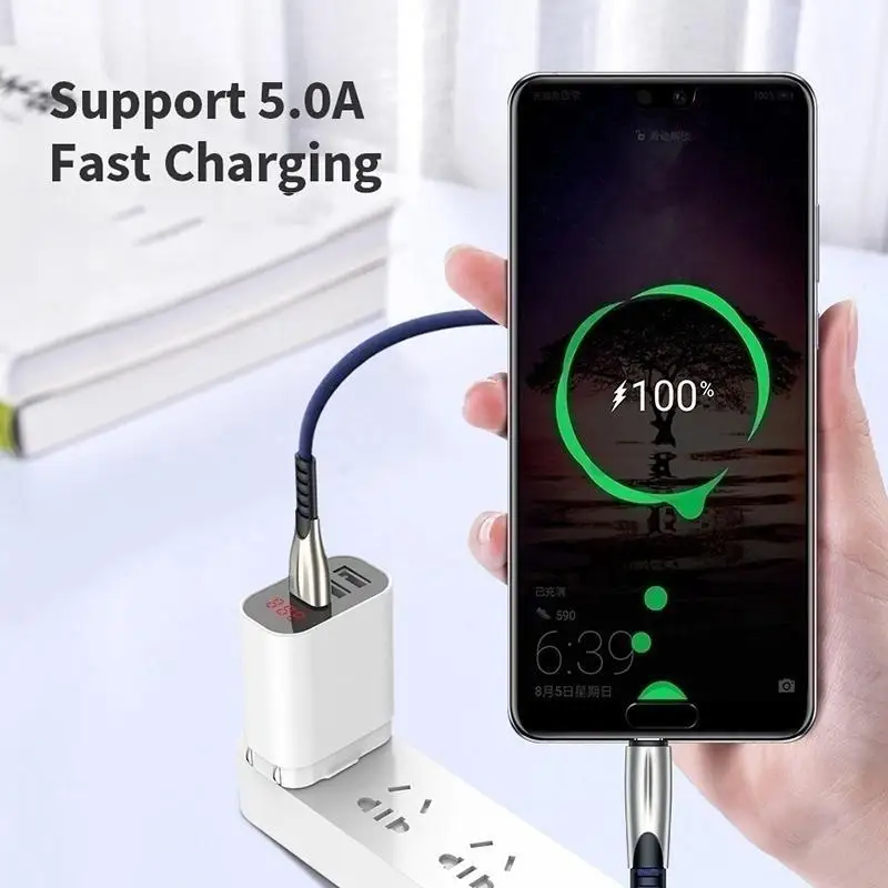 1M Zinc Alloy Braided Micro USB Fast Charging Data Wire For Huawei Y5 Y6 Y7 Y9 2018 Honor 8A 8S 8X 9 Lite Data Sync Phone Cable
