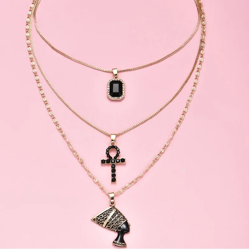 3 шт./компл. набор женских ожерелий в богемном стиле Крест Статуя Фараона