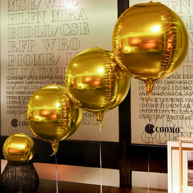 Круглые круглые шары из алюминиевой фольги вечерние 22 дюйма 5 шт. зеркальный шар