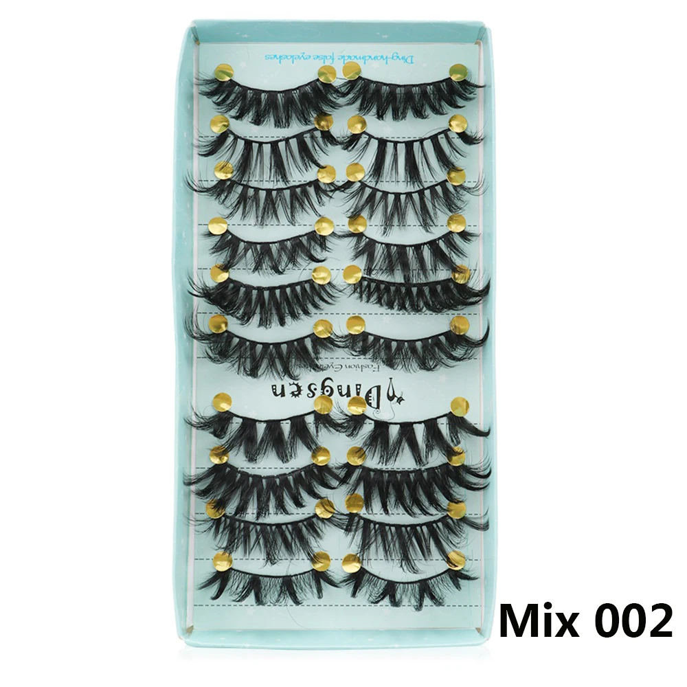 Mix 002 Горячие 10 пар смешанных стилей 3D Искусственные норковые накладные ресницы крылатые крест-накрест пушистые Wispies ресницы макияж глаз магнитные ресницы - Цвет: Mix 002
