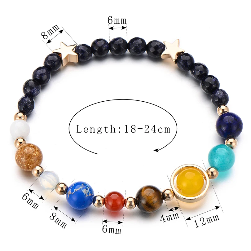 Universe Yoga Buddha Beads Bracelet Natural Stone Solar System Nine Planets Men Jewelry for Women Gifts Drop Shipping | Украшения и