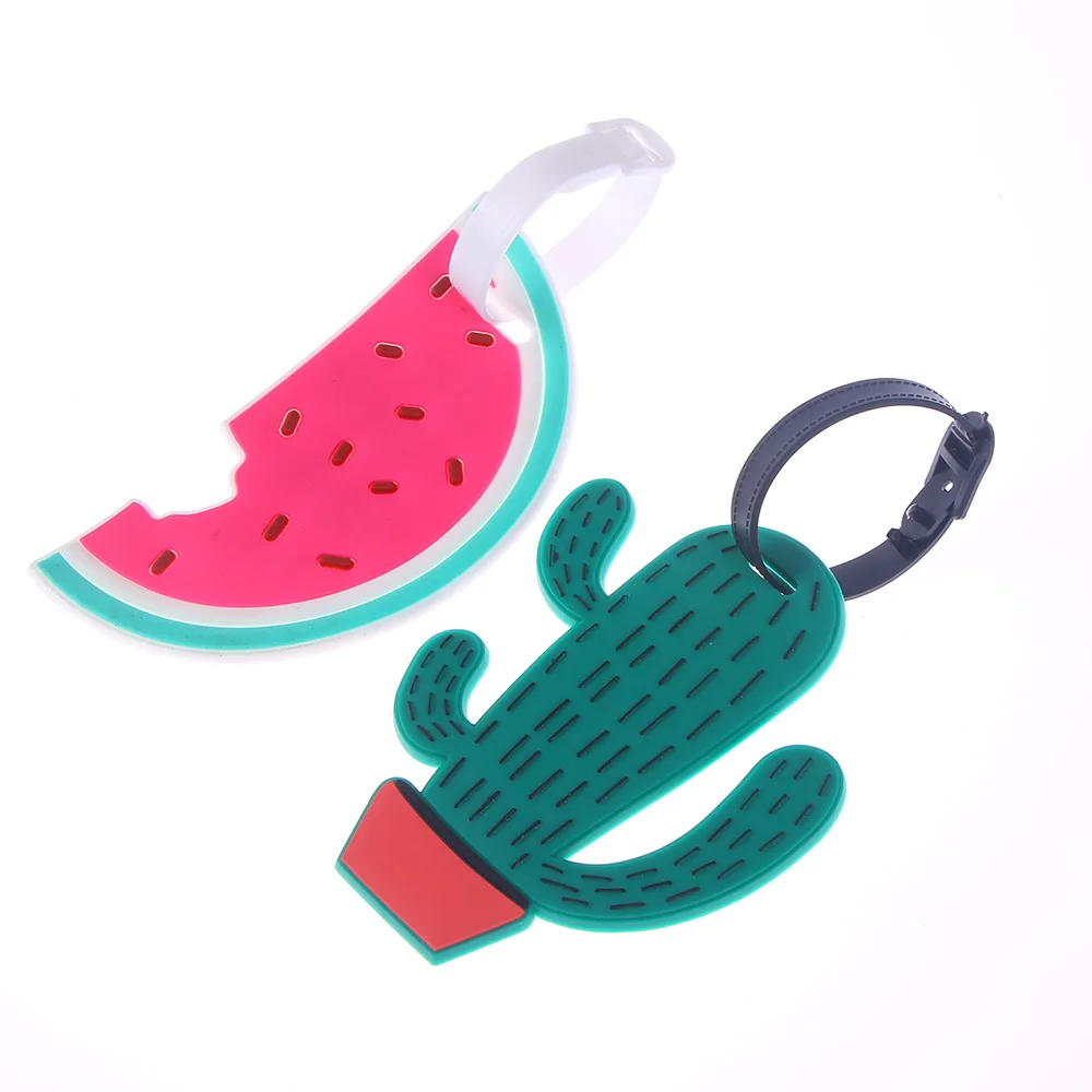 

1pc Cute Cactus Watermelon Fruit Luggage Tag Slicone Label Bag Tags Newly Travel Accessories