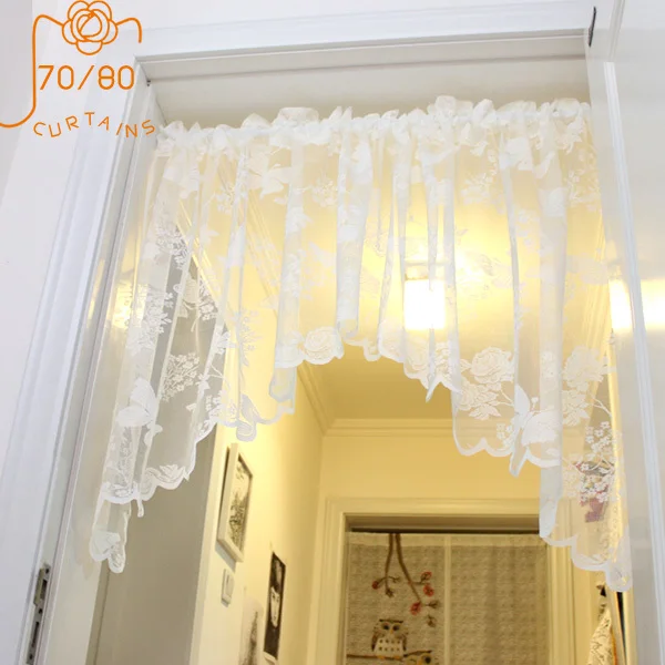 

European-style garden butterfly window screen lace triangle curtain half kitchen bedroom curtain door curved curtain