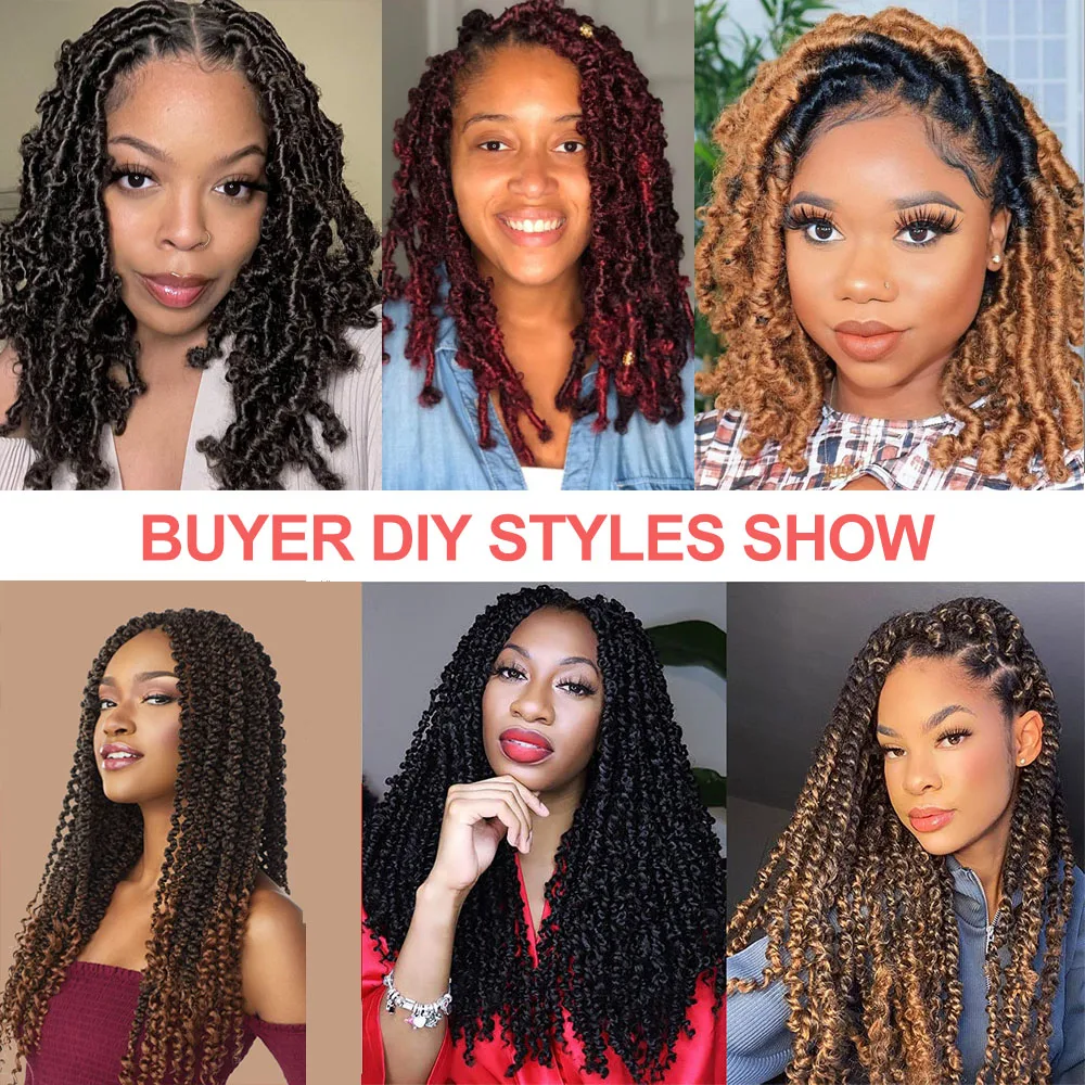 

Ombre Pink Passion Twist Hair Crochet Braids Butterfly Locs Water Wave Spring Twist Curly Synthetic Braiding Hair Extension