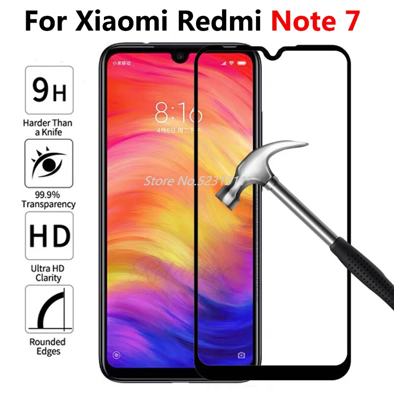Для телефона Xiaomi Redmi Note 7 полное покрытие закаленное стекло Защита экрана Note7