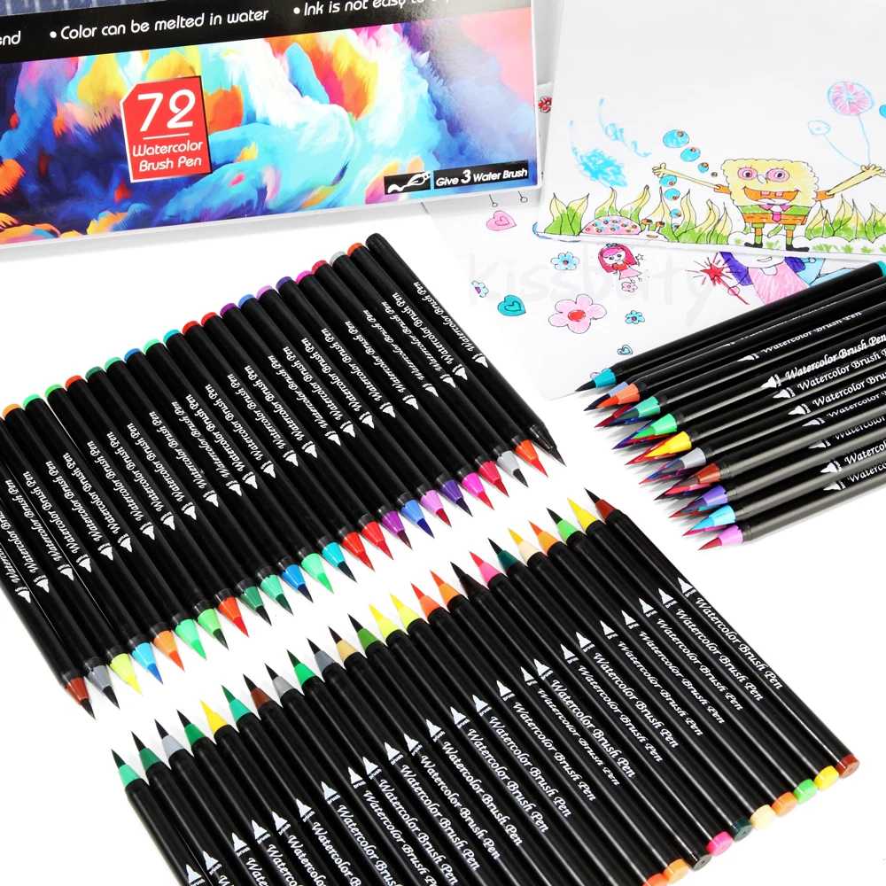 

72 Colors Watercolor Brush Pens Art Marker for Drawing Coloring Books Manga Calligraphy Lettering School Supplies Stationery