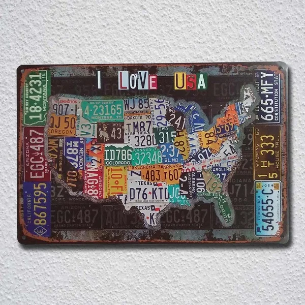

Winomo Vintage Iron Painting (i Love Usa) Tin Sign Metal Sign Metal Poster Metal Decor