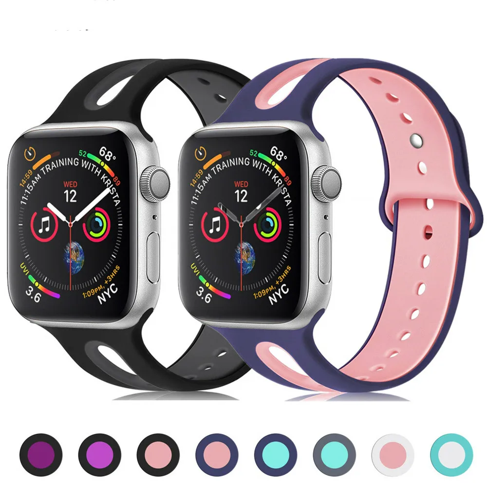 Silicone Strap For Apple Watch Band 44 Mm 40mm IWatch 38mm 42mm Breathable Sport Watchband Bracelet 5 4 3 2 1 | Наручные часы