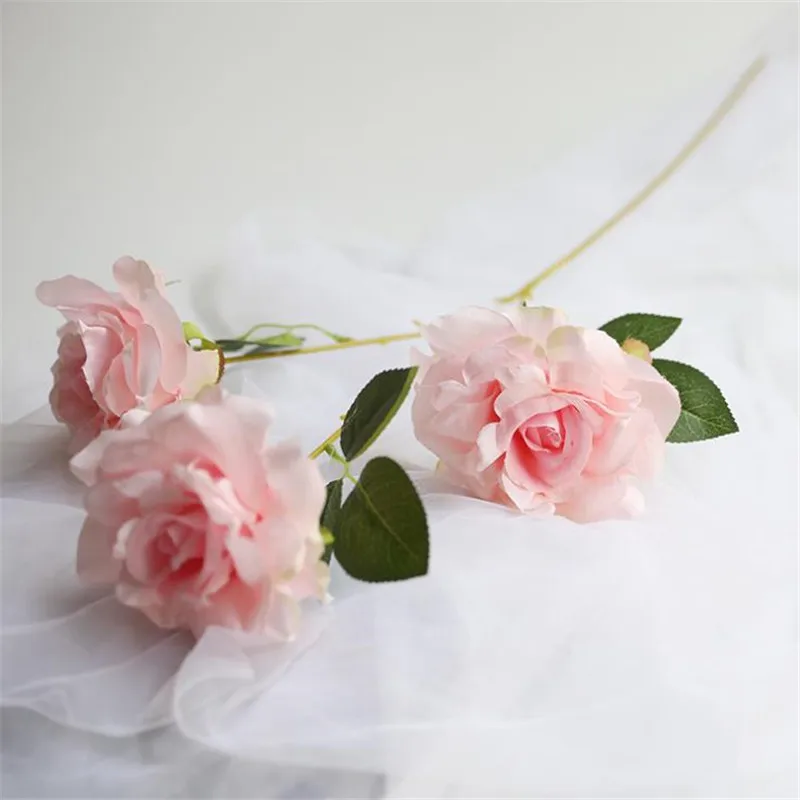 

11Pcs Fake Short Stem Rose (3 stemss/piece) 23.62" Length Simulation Melaleuca Roses for Wedding Home Artificial Flowers