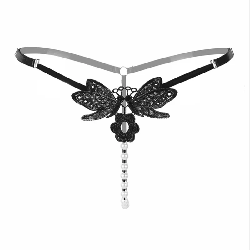 

Women Sexy Pendant Thong Embroidery Pearl G String Panties Low Waist Underwear BeadsTanga Massage Lingerie
