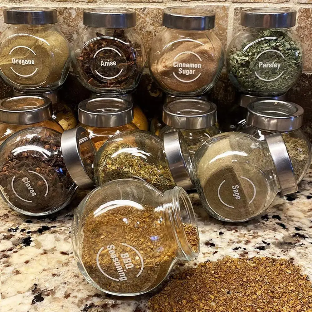 

8 sheets 144pcs Kitchen Jars Bottle Container Label Label On Can Food Clear Storgae Mark Box Item Various Stickers N0N2