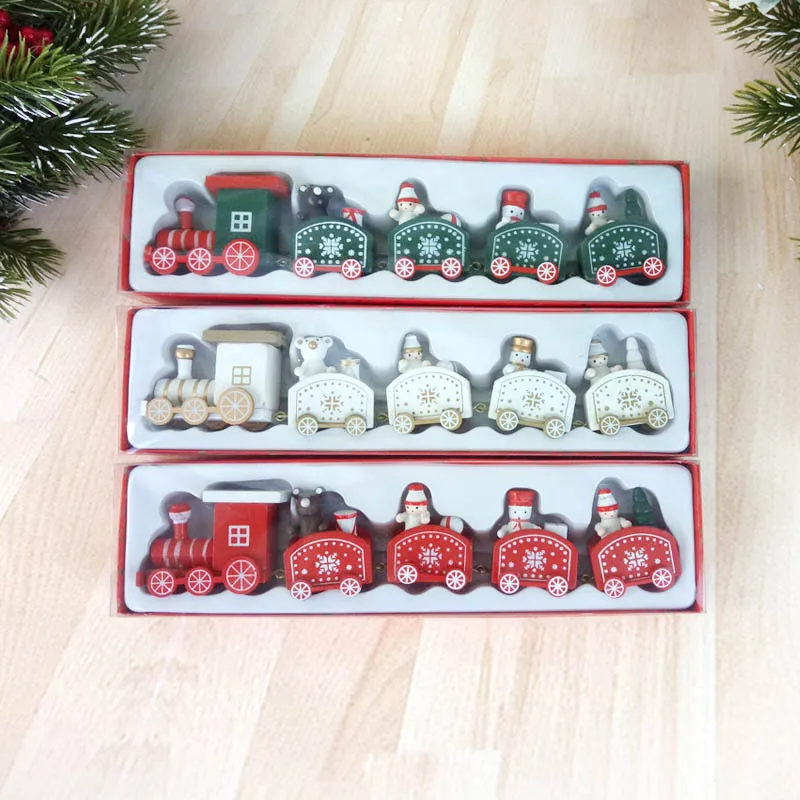 Рождественский поезд расписанное дерево Рождественское украшение для дома с