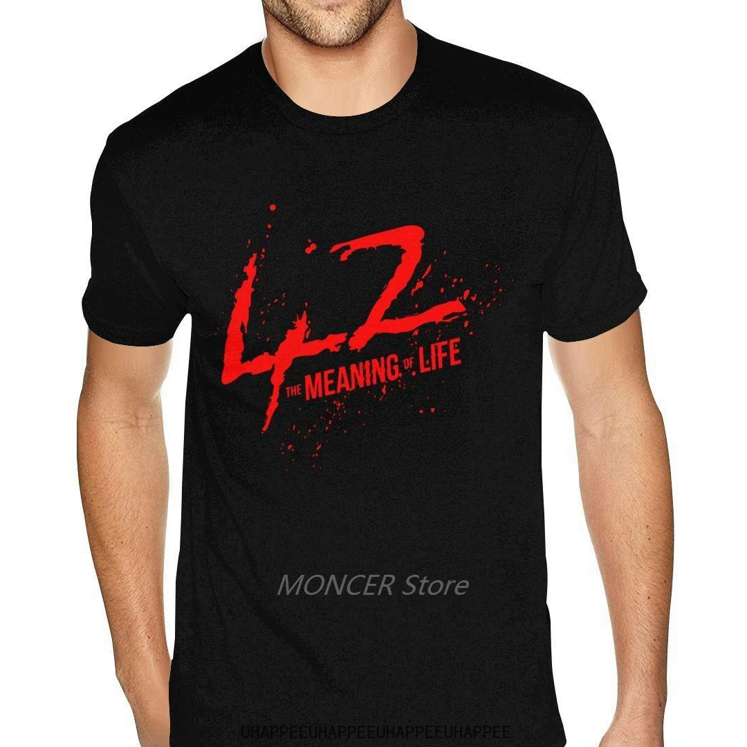 

Music 42 The Meaning Life Tee Shirts Custom Short Sleeve Mens For Boyfriend 5XL Black Tshirt