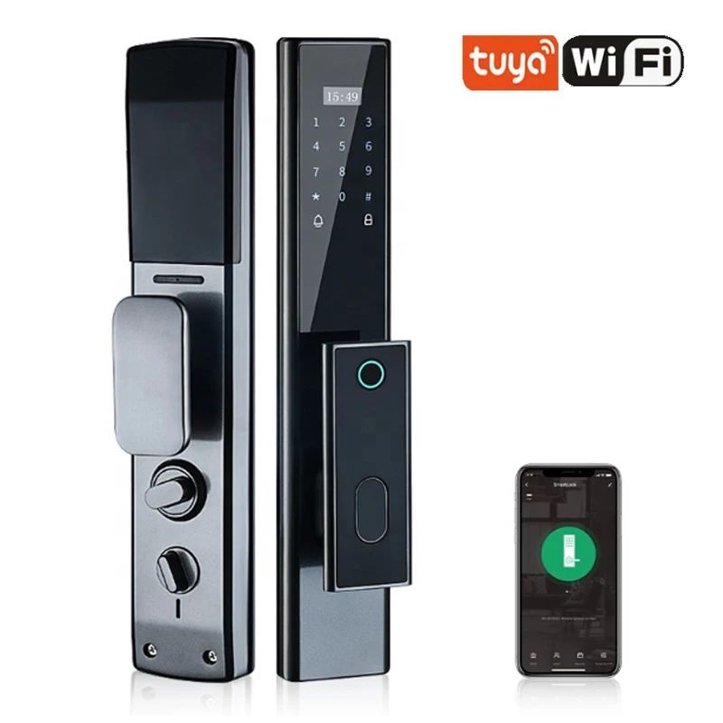 

tuya Code Fingerprint Mechanical Key card unlock by app home automation system multi-functional smart electronic door locks