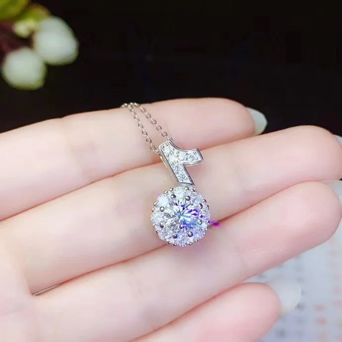 Круглые серебряные подвески Moissanite, 1 CT D VVS, роскошные Подвески Moissanite Weding для женщин