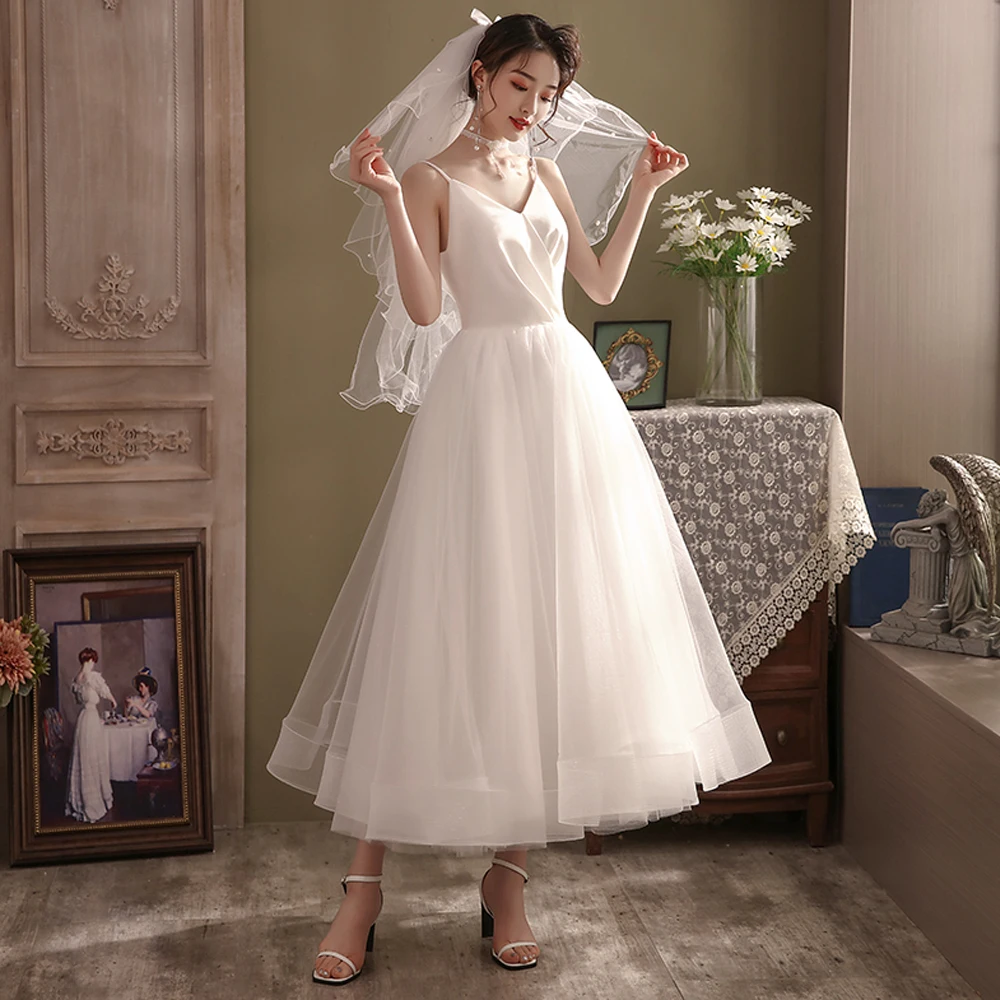 

Женское свадебное платье It's yiiya, белое ТРАПЕЦИЕВИДНОЕ ПЛАТЬЕ на бретельках с V-образным вырезом и открытой спиной на вечерние 2021