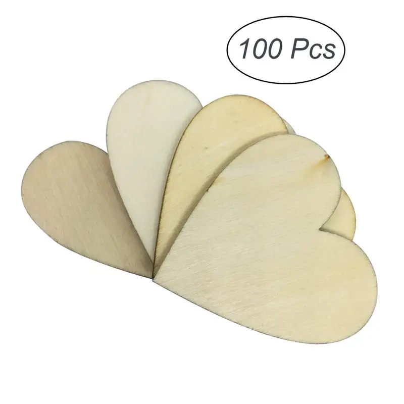 100 шт 20 мм в форме сердца деревянные Ломтики для свадебных украшений DIY искусство
