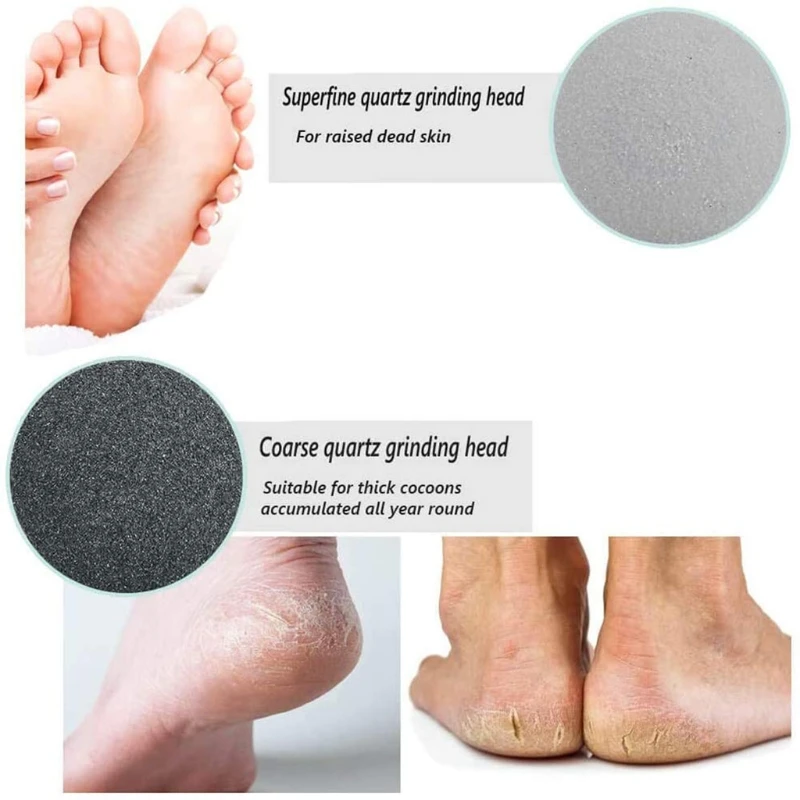 

Electric Pedicure Grinder Peeling Remove Dead Skin Calluses Remover 2 Replaceable Grinding Heads Foot Care Machine Retailsale