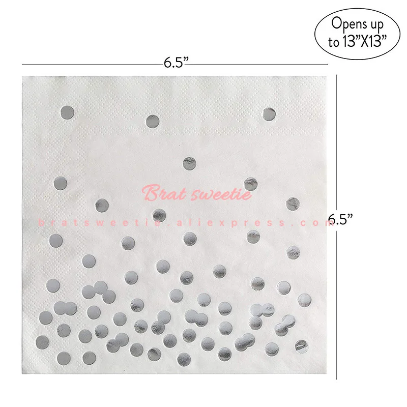 20 штук розовое золото Фольга точка Бумага салфетка для мальчика и девочки Пол