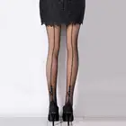 Женские чулки, сексуальные, в английском стиле, тату буква, жаккардовые леггинсы, колготки со швом, Чулки с прозрачной задней частью